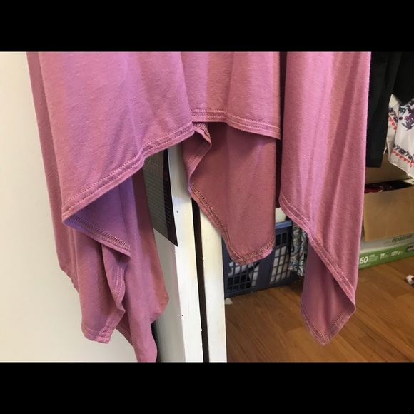 Dusty rose maxi dress w/cap sleeves & rag hem - Picture 2 of 4